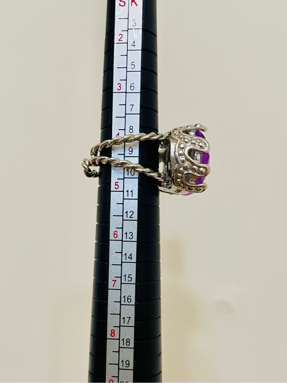 Vintage Purple Amethyst Rhinestone Adjustable Silver Tone Statement Ring - Picture 8 of 9